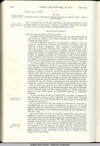 Image of Original Text of the Alaska Native Claims Settlement